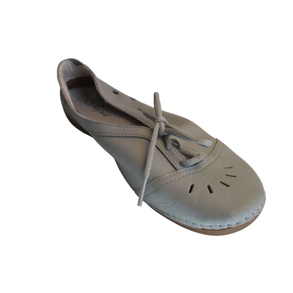 *Propet Pale Blue Flats Eyelet Cut-Out Lace-Up Front Rubber Soles